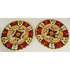 PIER 1 Handpainted Earthenware Stoneware Vallarta Round 13" Platter - Set of 2